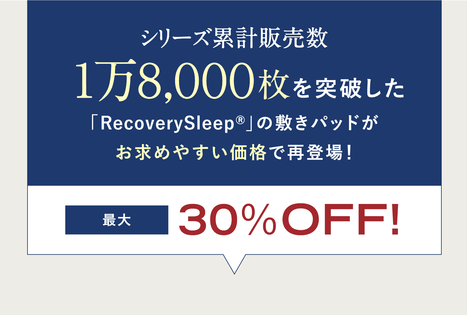 シリーズ累計販売数１万８,０００を突破した「RecoverySleep®」の敷きパッドがお求めやすい価格で再登場！